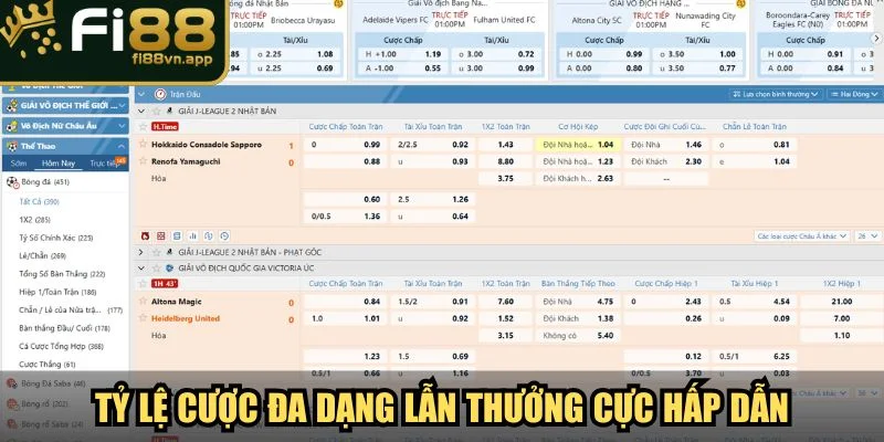 Tỷ lệ cược đa dạng lẫn mức thưởng cực hấp dẫn
